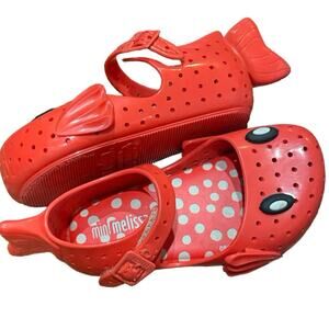 Mini Melissa Furadinha Fabula Fish Jelly Sandals Toddler Girls Size 7 Red Orange